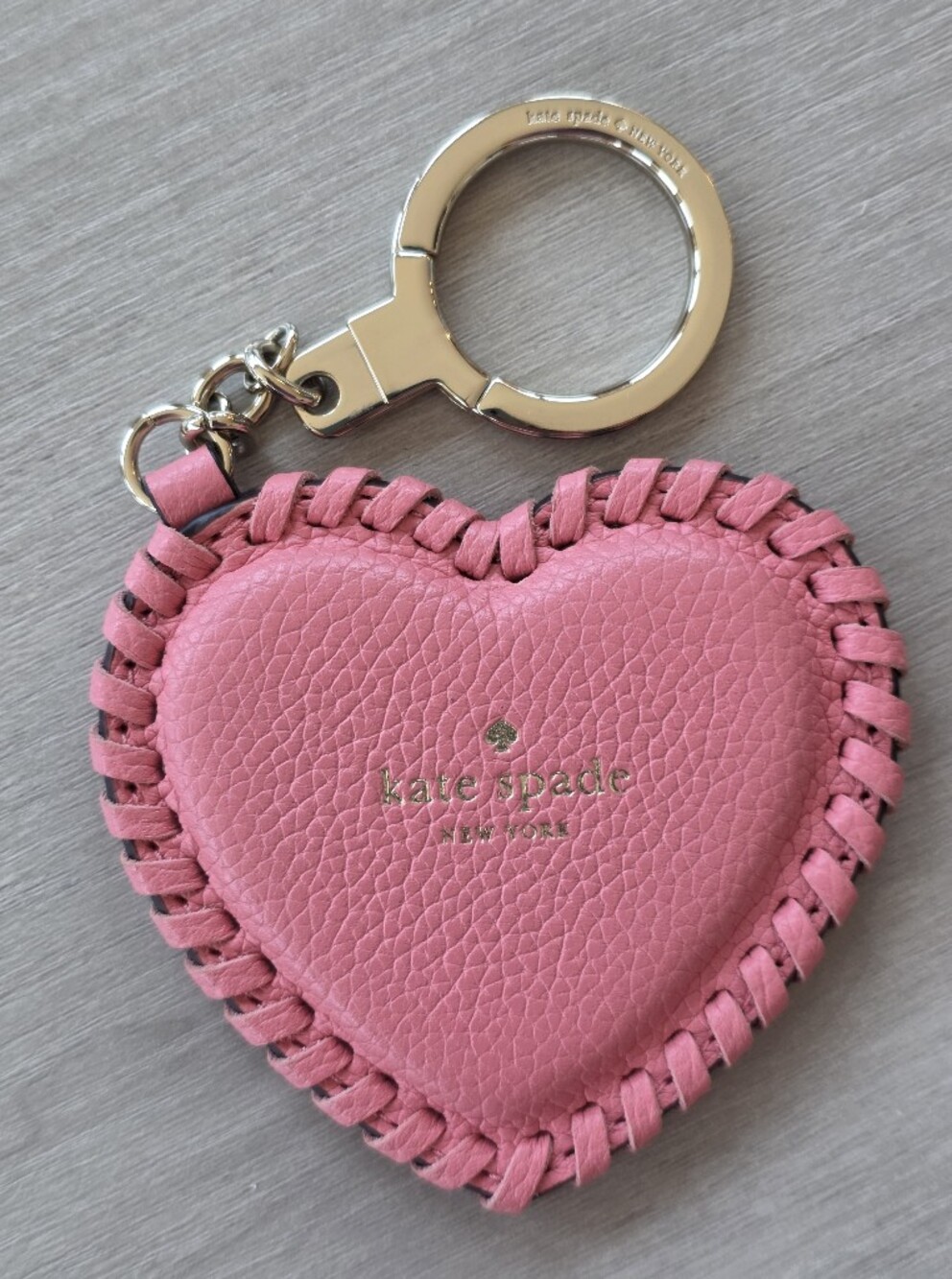 Kate Spade New York Whipstitch Heart Pebbled Leather Keychain
